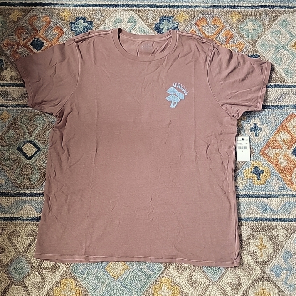 O'NEILL "Magic Mushroom" Brown Vintage Wash  Lightweight Cotton Tee Size:S